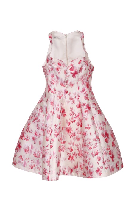Shop PHILOSOPHY  Dress: Philosophy minidress in radzmir with flower print.
Floral fantasy.
Round neckline.
Buttons embroidered on the front.
Sleeveless.
Back zip closure.
Two side pockets.
Lined.
Composition: 100% Polyester.
Made in Hungary.. 0446 0735-A1006AVORIO